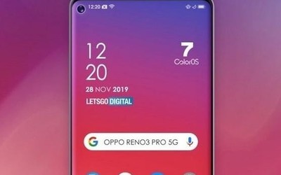 OPPO Reno 3 PRO 5G渲染图来了 小开孔/窄边框设计