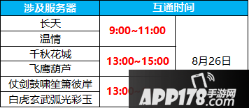 《蜀门手游》8月26日数据互通通告
