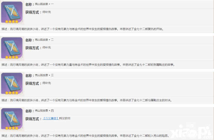 《原神》荒山孤剑录书籍故事一览
