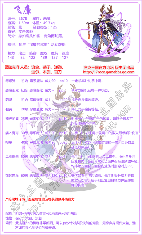 《洛克王国》飞廉性格推荐
